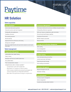 Paytime - HR Solution Feature List