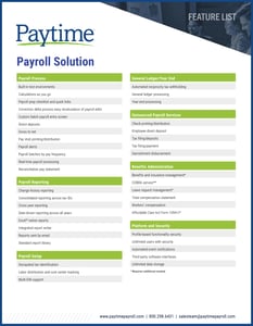 Paytime - Payroll Solution Feature List