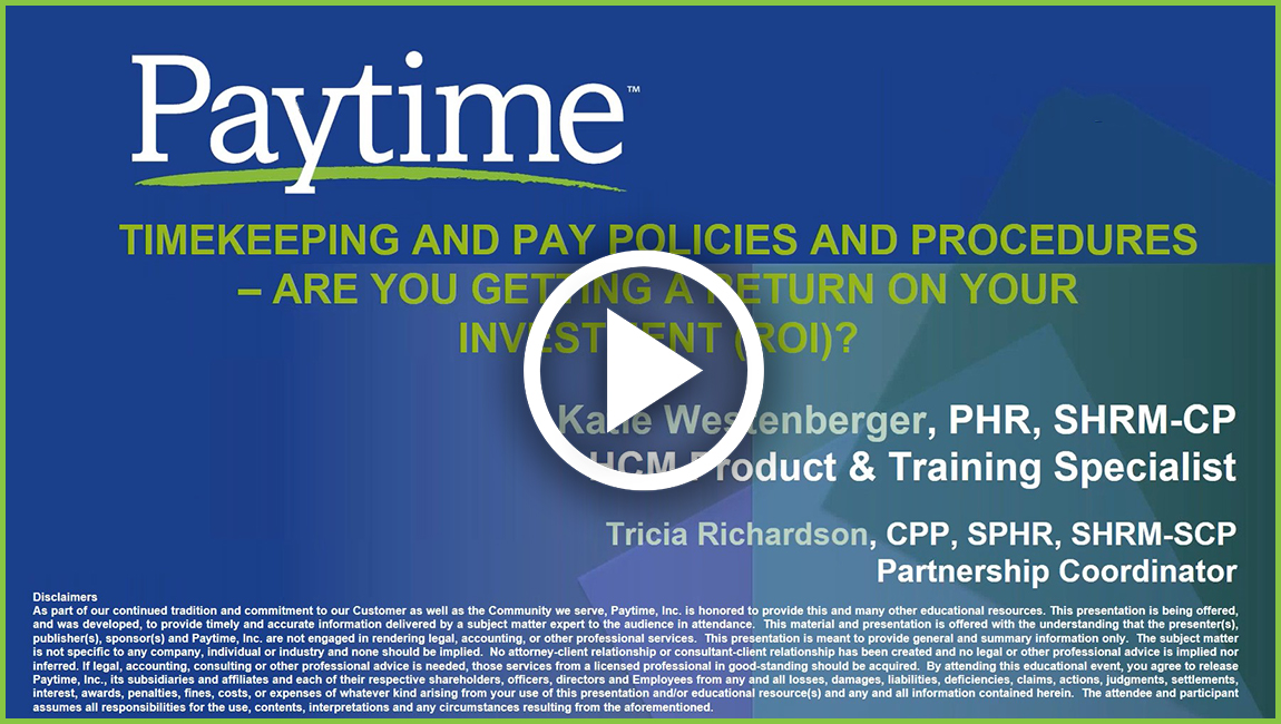 Timekeeping and Pay Policies